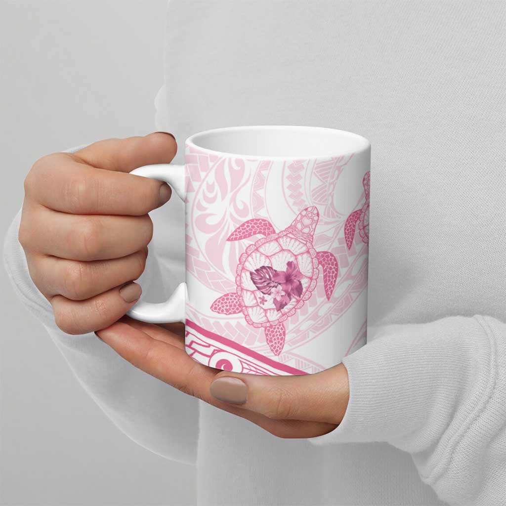 Pink White Polynesia Floral Sea Turtle Ceramic Mug LT14 - Polynesian Pride