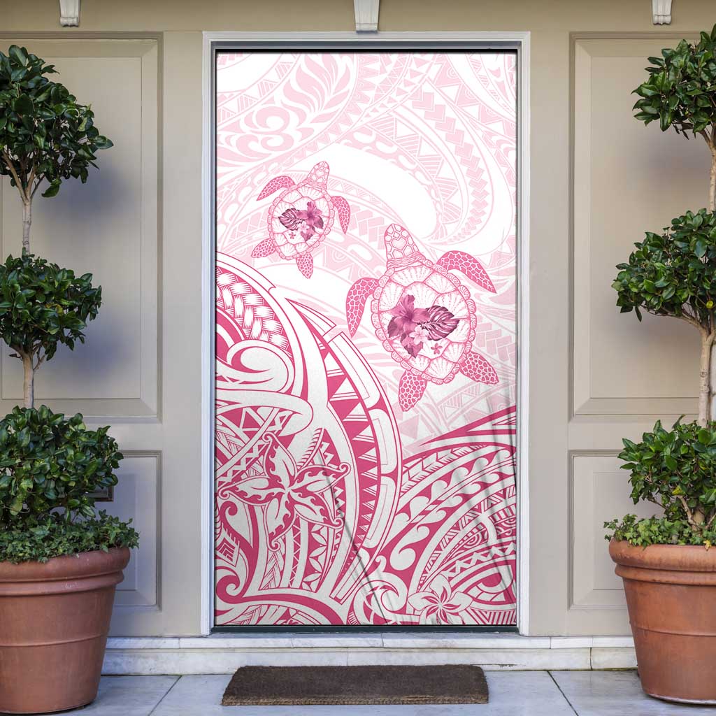 Pink White Polynesia Floral Sea Turtle Door Cover LT14 White - Polynesian Pride