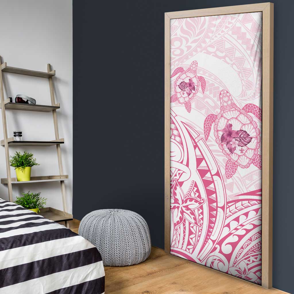 Pink White Polynesia Floral Sea Turtle Door Cover LT14 - Polynesian Pride