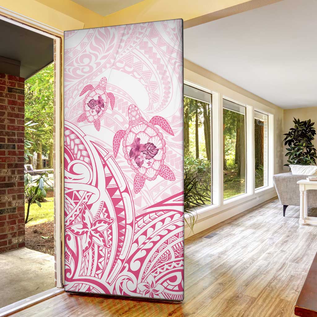 Pink White Polynesia Floral Sea Turtle Door Cover LT14 - Polynesian Pride