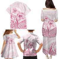 Pink White Polynesia Floral Sea Turtle Family Matching Puletasi and Hawaiian Shirt LT14 - Polynesian Pride