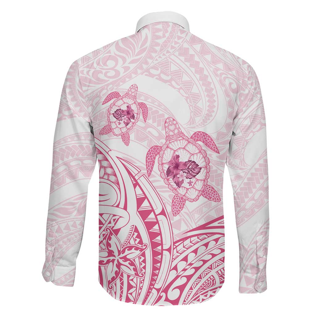 Pink White Polynesia Floral Sea Turtle Family Matching Puletasi and Hawaiian Shirt LT14 - Polynesian Pride