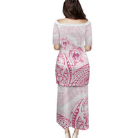 Pink White Polynesia Floral Sea Turtle Family Matching Puletasi and Hawaiian Shirt LT14 - Polynesian Pride