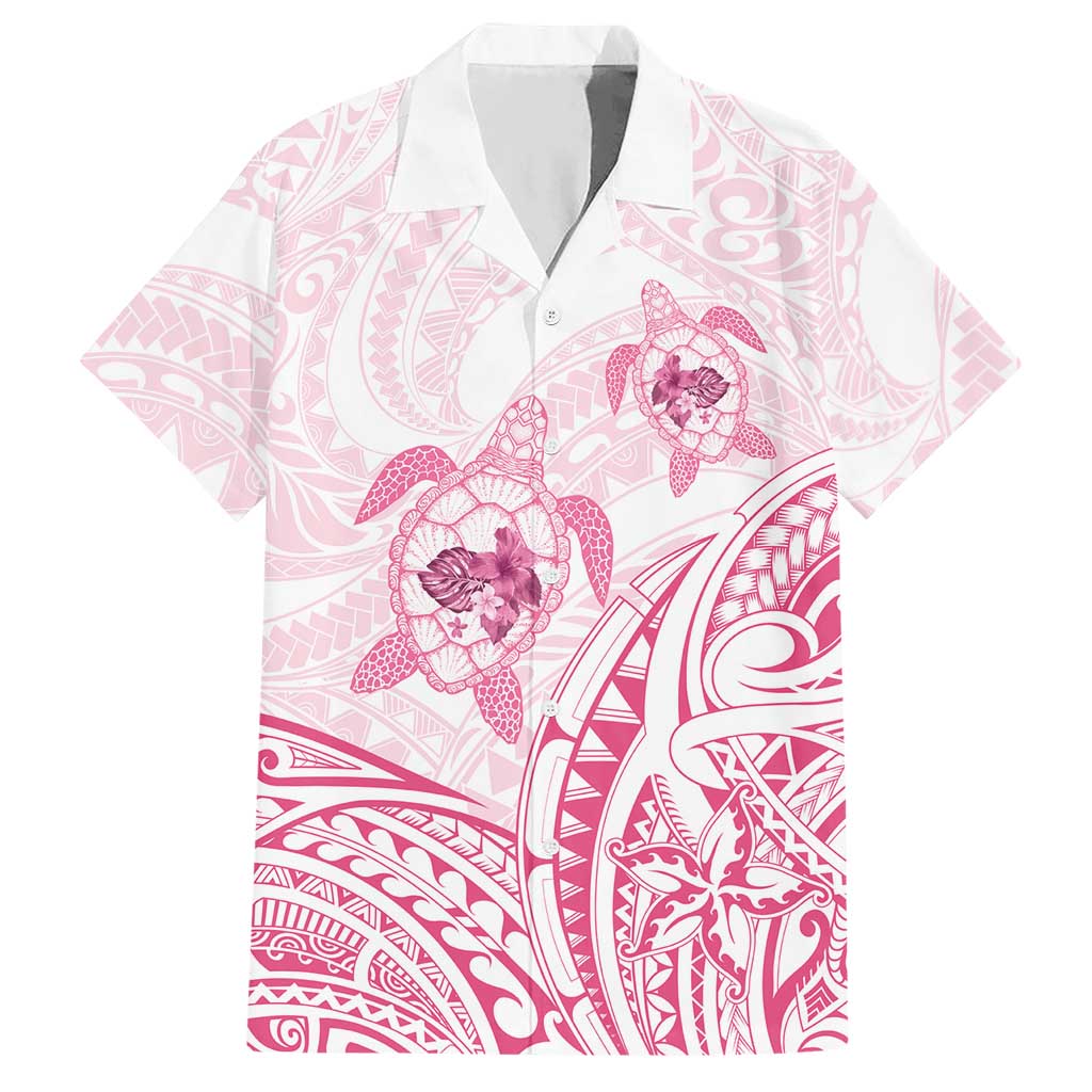 Pink White Polynesia Floral Sea Turtle Hawaiian Shirt LT14 White - Polynesian Pride