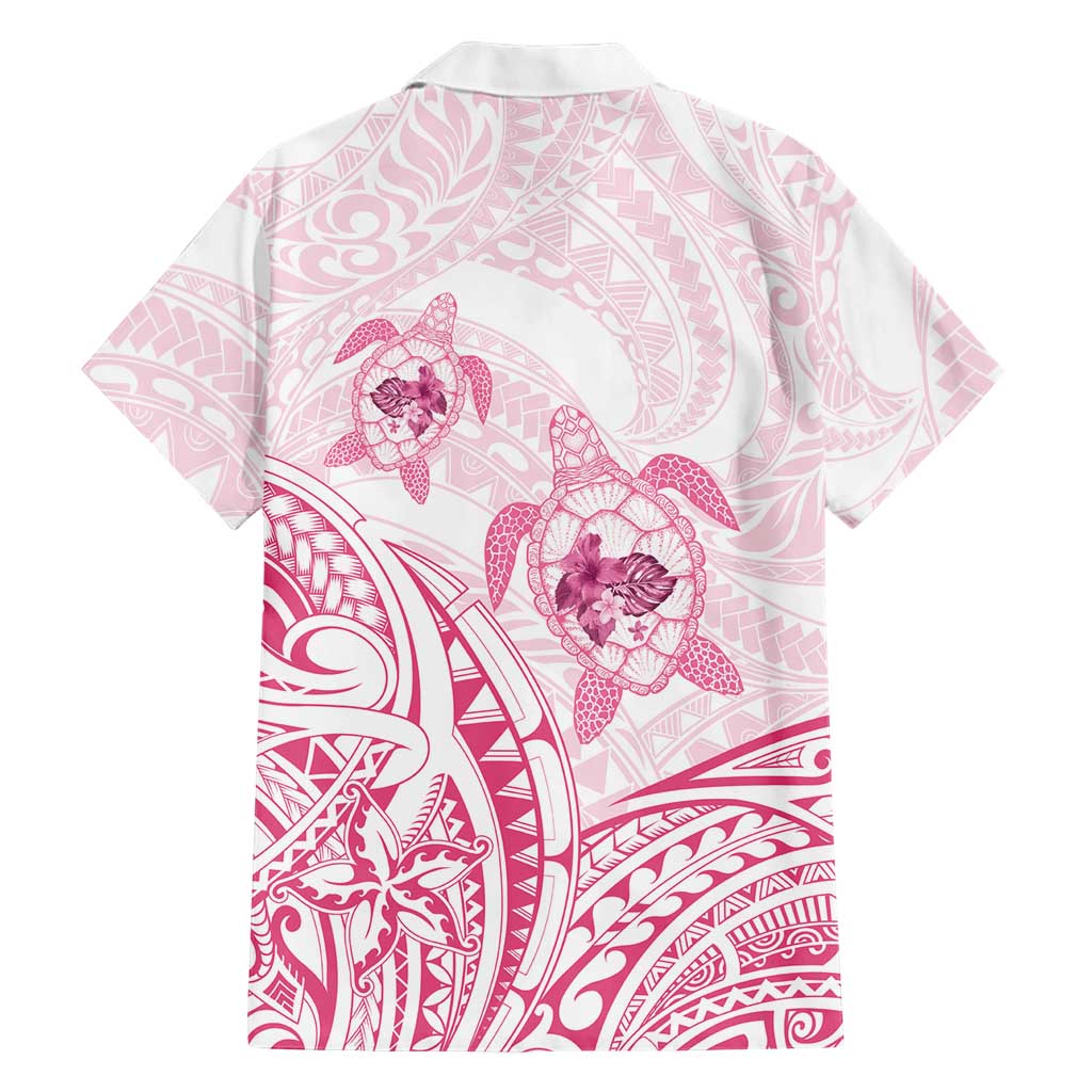Pink White Polynesia Floral Sea Turtle Hawaiian Shirt LT14 - Polynesian Pride