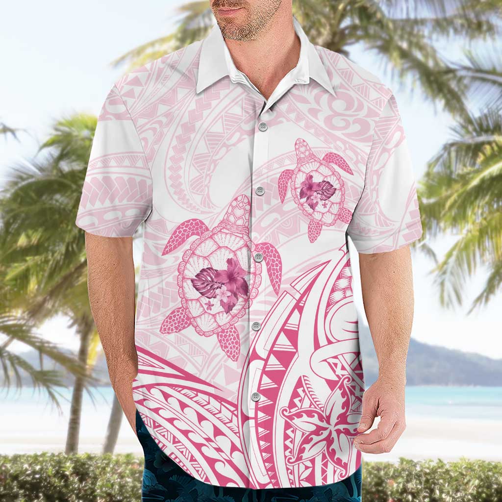 Pink White Polynesia Floral Sea Turtle Hawaiian Shirt LT14 - Polynesian Pride