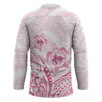 Pink White Polynesia Floral Sea Turtle Hockey Jersey - Polynesian Pride