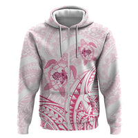 Pink White Polynesia Floral Sea Turtle Hoodie - Polynesian Pride