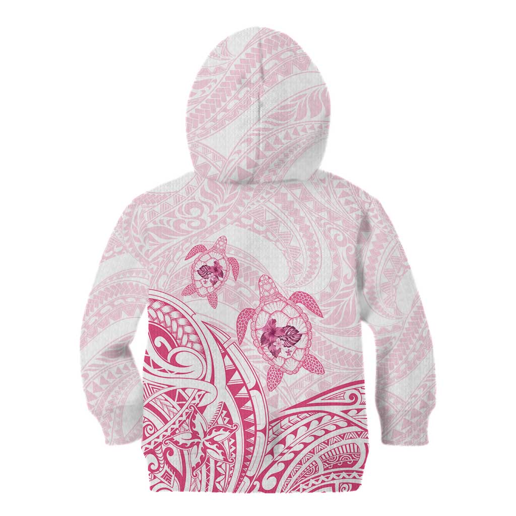 Pink White Polynesia Floral Sea Turtle Kid Hoodie LT14 - Polynesian Pride