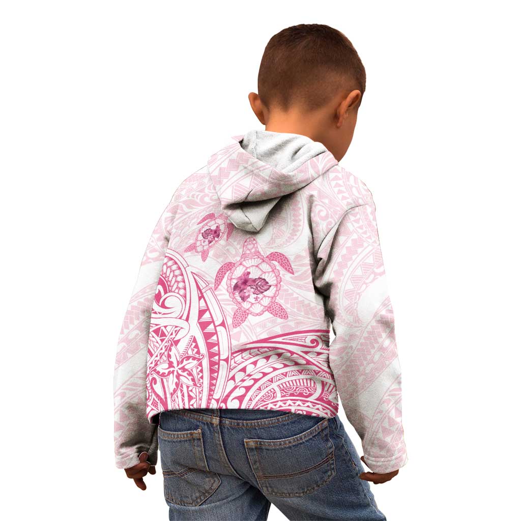 Pink White Polynesia Floral Sea Turtle Kid Hoodie LT14 - Polynesian Pride