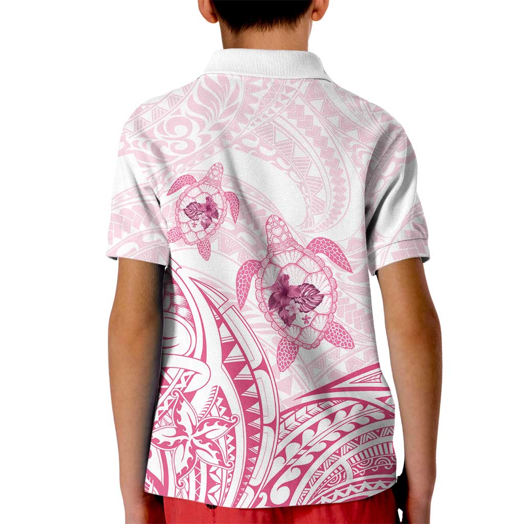 Pink White Polynesia Floral Sea Turtle Kid Polo Shirt LT14 - Polynesian Pride