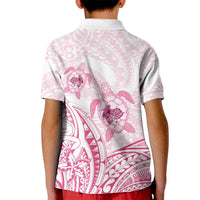 Pink White Polynesia Floral Sea Turtle Kid Polo Shirt LT14 - Polynesian Pride