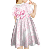 Pink White Polynesia Floral Sea Turtle Kid Short Sleeve Dress LT14 - Polynesian Pride