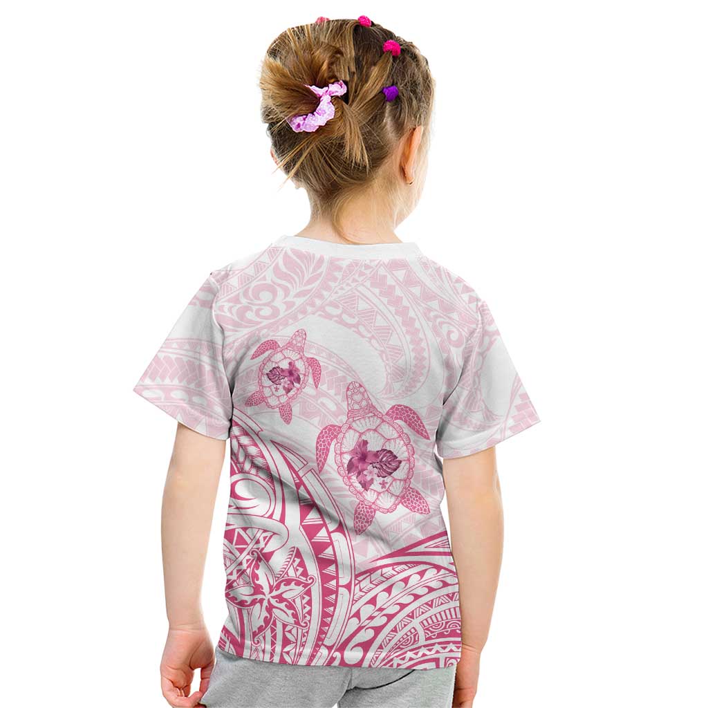 Pink White Polynesia Floral Sea Turtle Kid T Shirt LT14 - Polynesian Pride