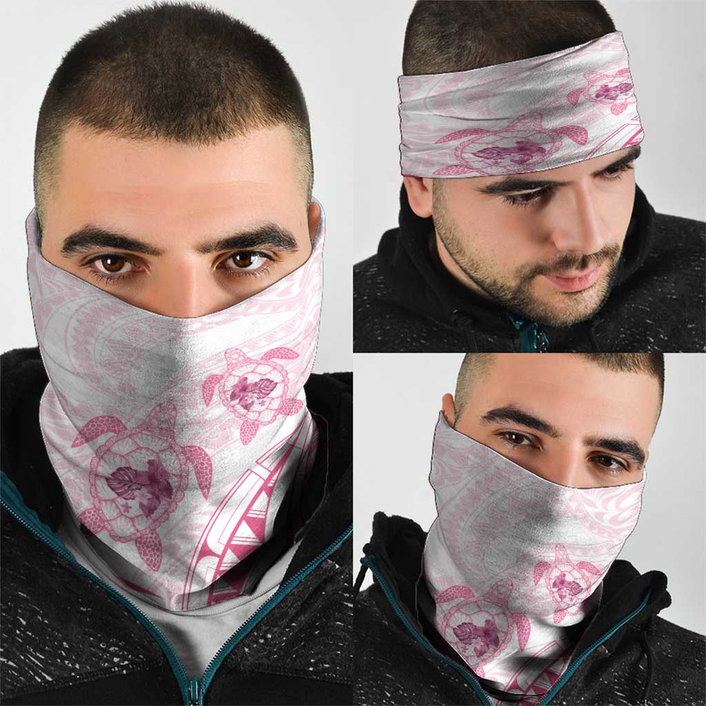 Pink White Polynesia Floral Sea Turtle Neck Gaiter LT14 - Polynesian Pride