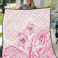 Pink White Polynesia Floral Sea Turtle Quilt - Polynesian Pride