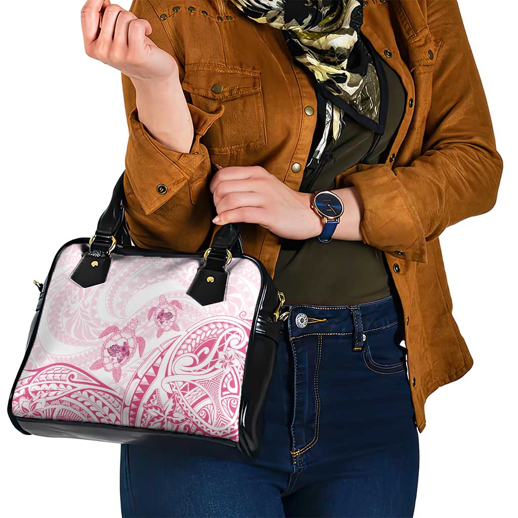 Pink White Polynesia Floral Sea Turtle Shoulder Handbag LT14 - Polynesian Pride