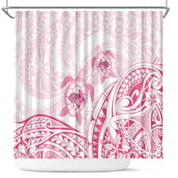Pink White Polynesia Floral Sea Turtle Shower Curtain - Polynesian Pride