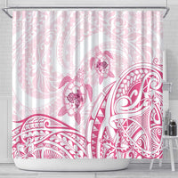 Pink White Polynesia Floral Sea Turtle Shower Curtain - Polynesian Pride