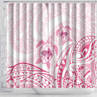 Pink White Polynesia Floral Sea Turtle Shower Curtain - Polynesian Pride