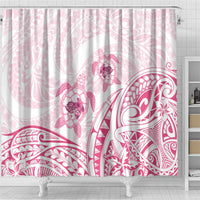 Pink White Polynesia Floral Sea Turtle Shower Curtain - Polynesian Pride