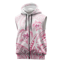 Pink White Polynesia Floral Sea Turtle Sleeveless Zip Hoodie LT14 White - Polynesian Pride