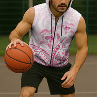 Pink White Polynesia Floral Sea Turtle Sleeveless Zip Hoodie LT14 - Polynesian Pride