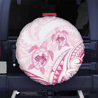 Pink White Polynesia Floral Sea Turtle Spare Tire Cover LT14 No hole White - Polynesian Pride
