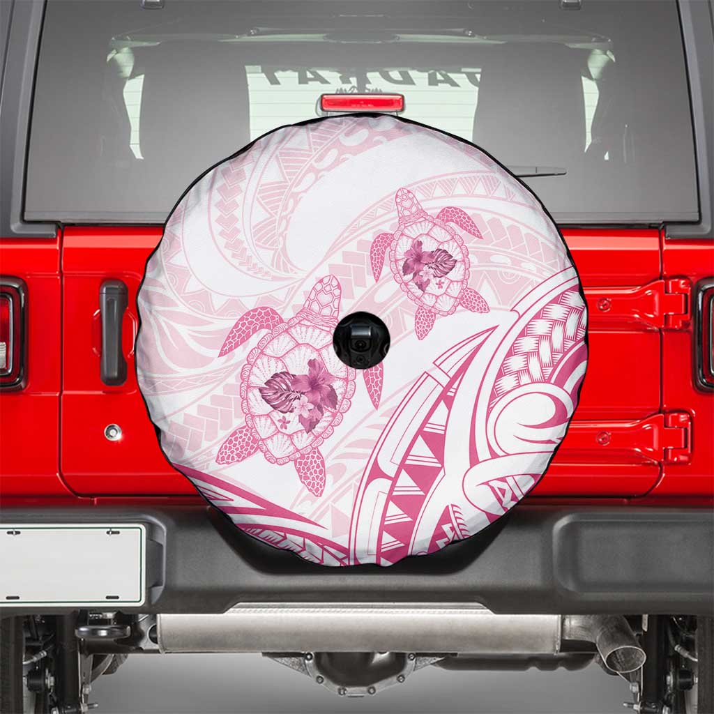 Pink White Polynesia Floral Sea Turtle Spare Tire Cover LT14 - Polynesian Pride
