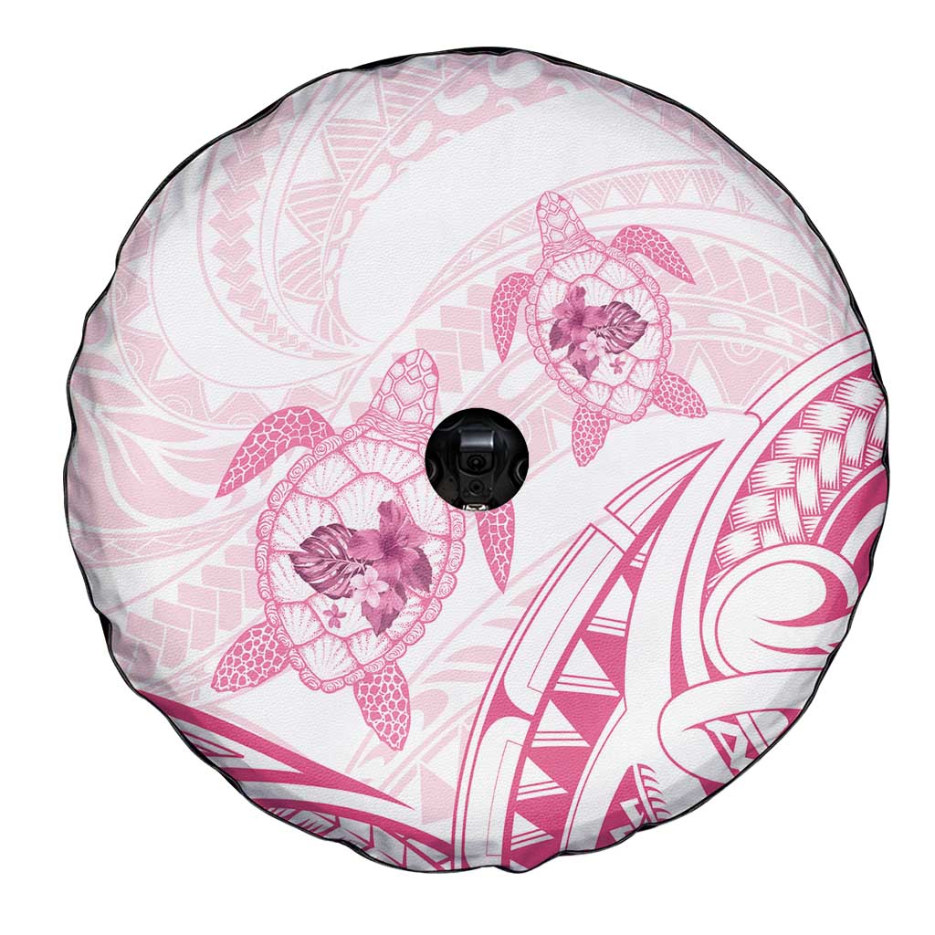 Pink White Polynesia Floral Sea Turtle Spare Tire Cover LT14 - Polynesian Pride