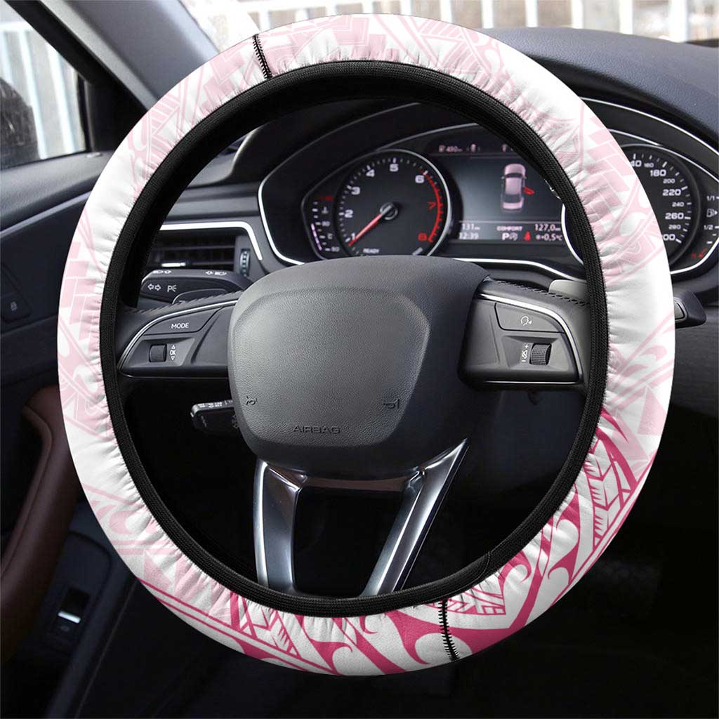 Pink White Polynesia Floral Sea Turtle Steering Wheel Cover - Polynesian Pride
