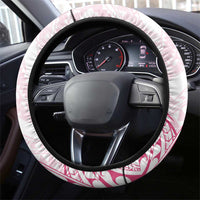 Pink White Polynesia Floral Sea Turtle Steering Wheel Cover - Polynesian Pride
