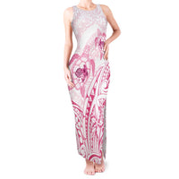 Pink White Polynesia Floral Sea Turtle Tank Maxi Dress LT14 Women White - Polynesian Pride