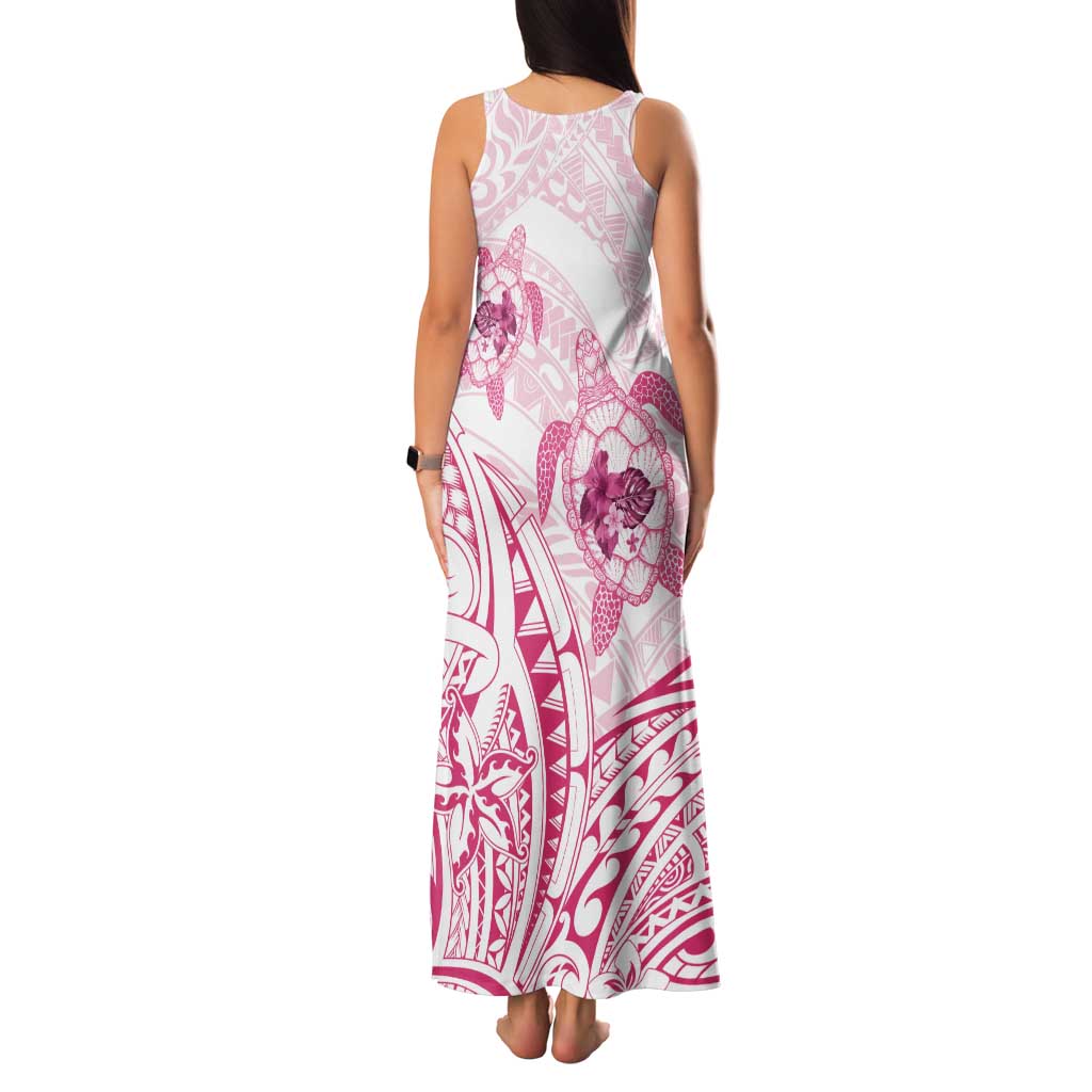 Pink White Polynesia Floral Sea Turtle Tank Maxi Dress LT14 - Polynesian Pride