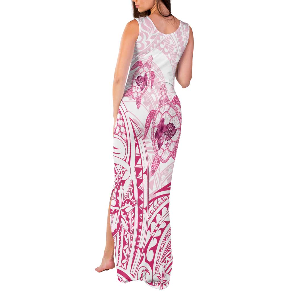 Pink White Polynesia Floral Sea Turtle Tank Maxi Dress LT14 - Polynesian Pride