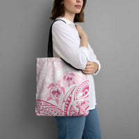Pink White Polynesia Floral Sea Turtle Tote Bag - Polynesian Pride