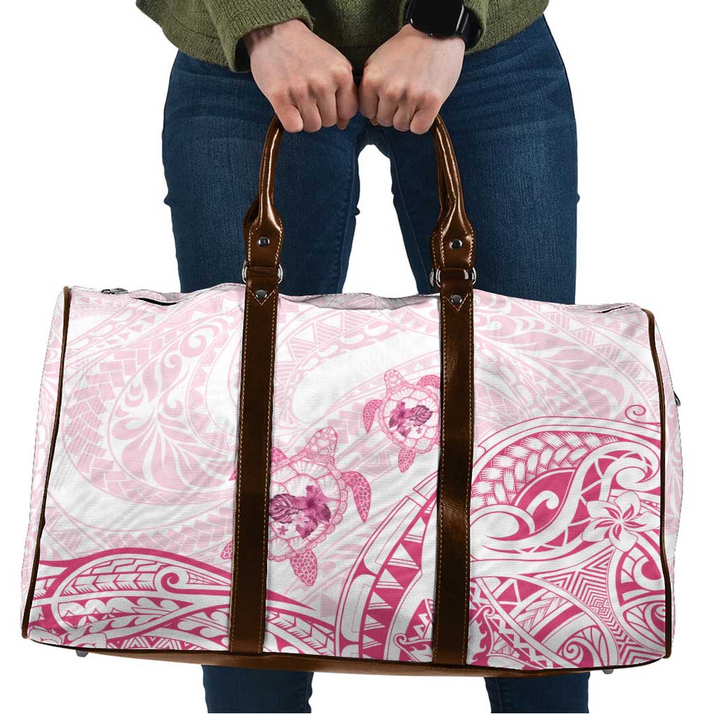 Pink White Polynesia Floral Sea Turtle Travel Bag LT14 White - Polynesian Pride