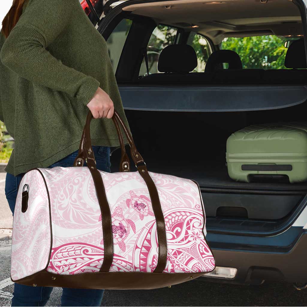 Pink White Polynesia Floral Sea Turtle Travel Bag LT14 - Polynesian Pride