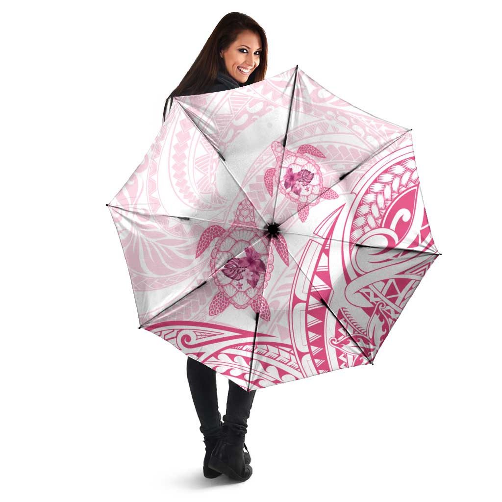 Pink White Polynesia Floral Sea Turtle Umbrella LT14 - Polynesian Pride