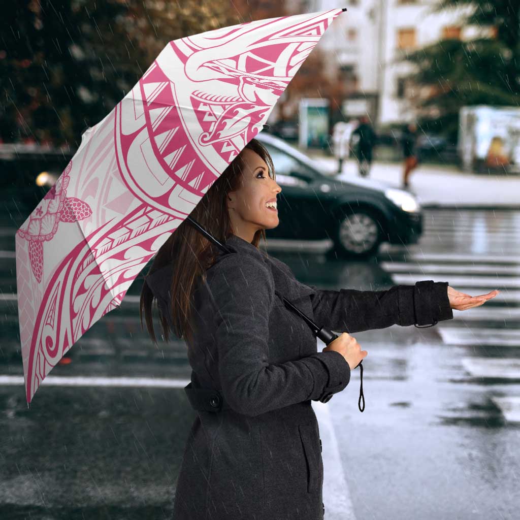Pink White Polynesia Floral Sea Turtle Umbrella LT14 - Polynesian Pride