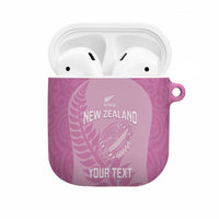 Custom New Zealand Silver Fern Rugby 2025 AirPods Case All Black Aotearoa Maori Pink - Polynesian Pride