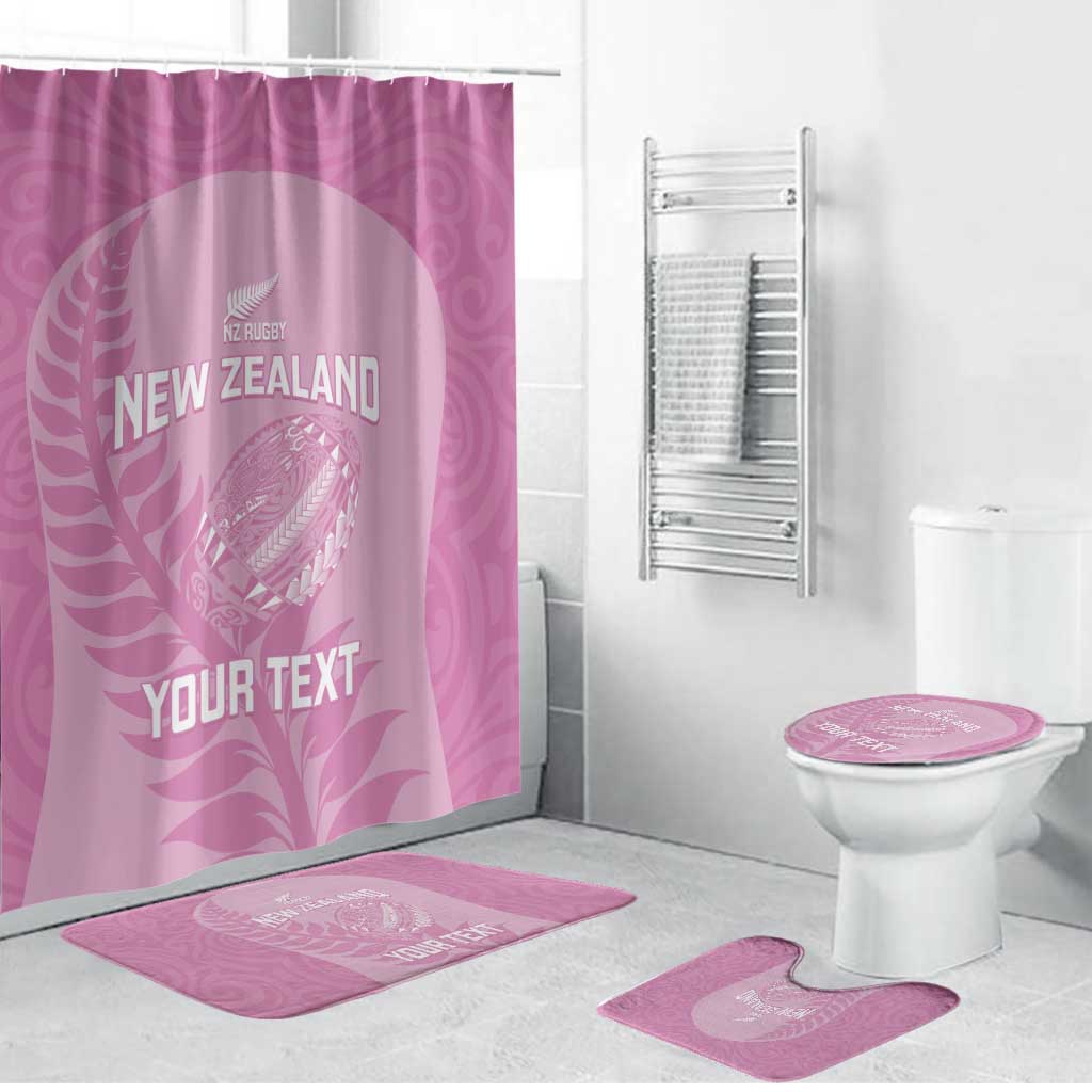 Custom New Zealand Silver Fern Rugby 2025 Bathroom Set All Black Aotearoa Maori Pink - Polynesian Pride