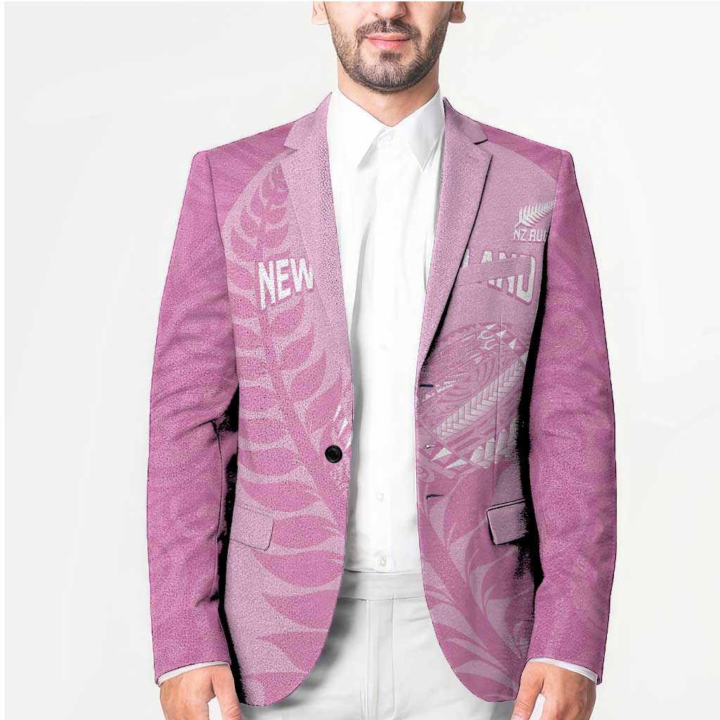 Custom New Zealand Silver Fern Rugby 2025 Blazer All Black Aotearoa Maori Pink - Polynesian Pride