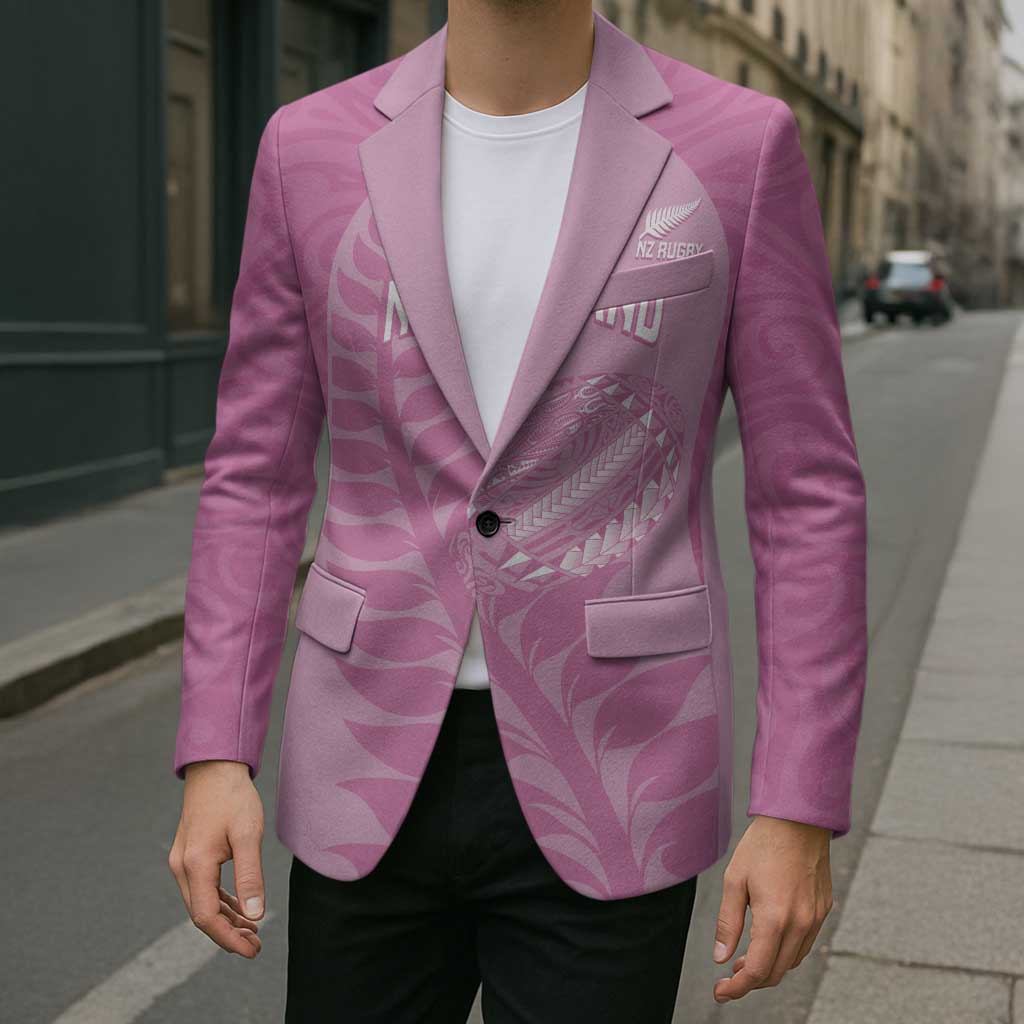 Custom New Zealand Silver Fern Rugby 2025 Blazer All Black Aotearoa Maori Pink - Polynesian Pride