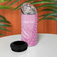 Custom New Zealand Silver Fern Rugby 2025 4 in 1 Can Cooler Tumbler All Black Aotearoa Maori Pink