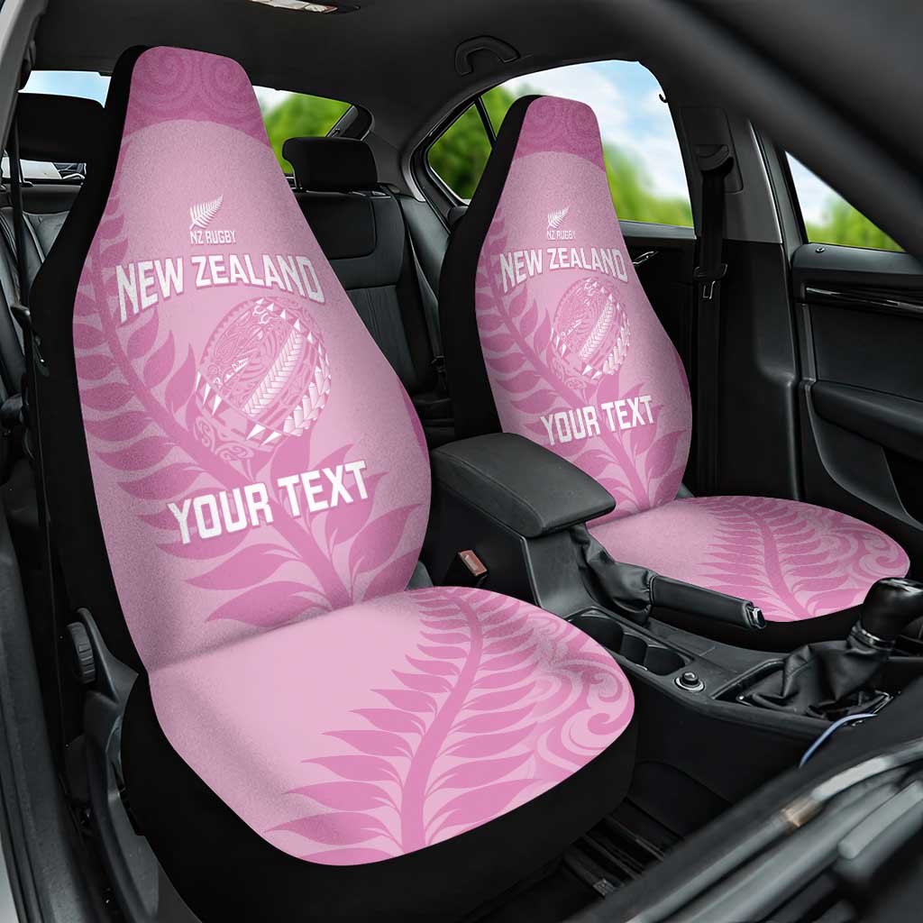 Custom New Zealand Silver Fern Rugby 2025 Car Seat Cover All Black Aotearoa Maori Pink