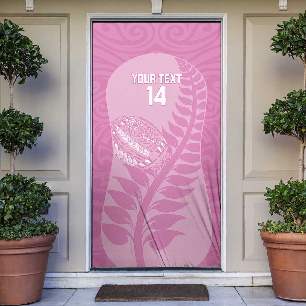 Custom New Zealand Silver Fern Rugby 2025 Door Cover All Black Aotearoa Maori Pink - Polynesian Pride