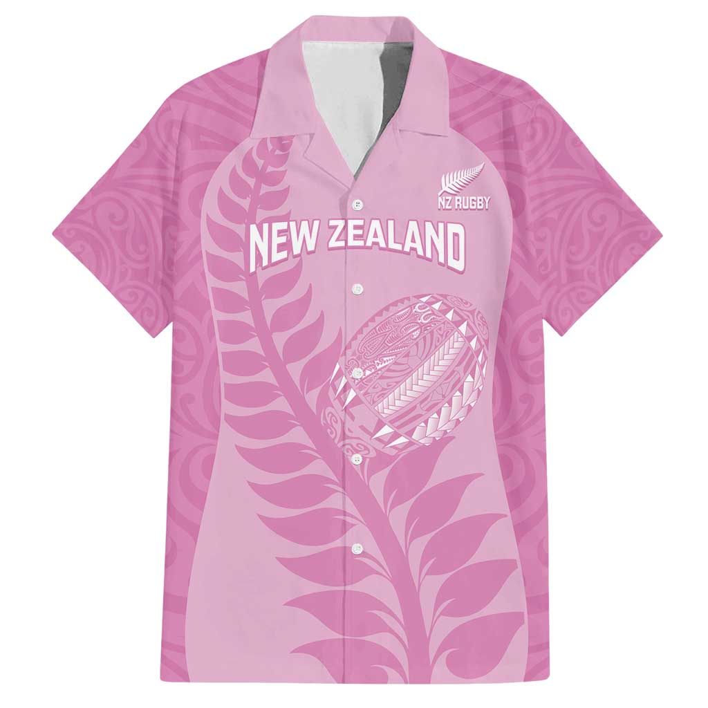 Custom New Zealand Silver Fern Rugby 2025 Family Matching Tank Maxi Dress and Hawaiian Shirt All Black Aotearoa Maori Pink