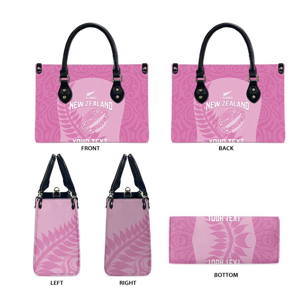 Custom New Zealand Silver Fern Rugby 2025 Leather Bag All Black Aotearoa Maori Pink - Polynesian Pride