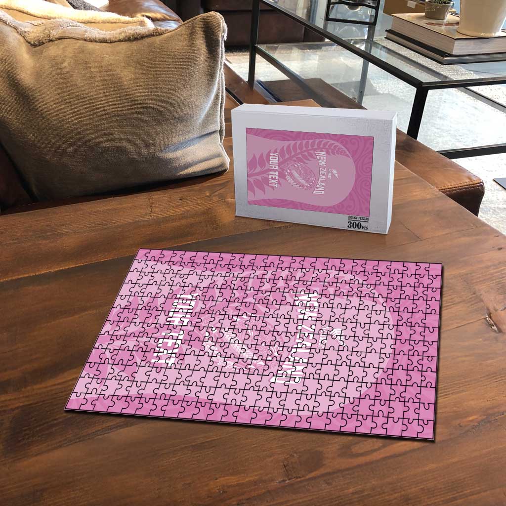 Custom New Zealand Silver Fern Rugby 2025 Puzzle All Black Aotearoa Maori Pink - Polynesian Pride